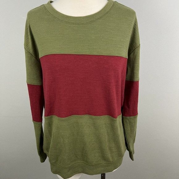 NWT VELVET‎ HEART Green Red Chunky Striped Crew Neck Sweater (XS) - Picture 2 of 8